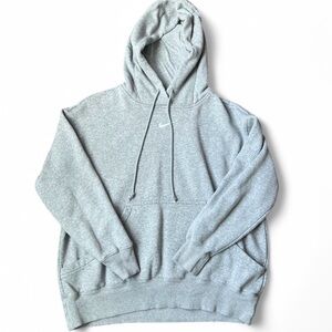 Nike Light Grey Pullover Hoodie with Small Swoosh